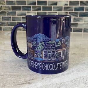 Vintage 1989 Collectible Dark Blue Hershey’s Chocolate World Coffee Mug 12 oz.